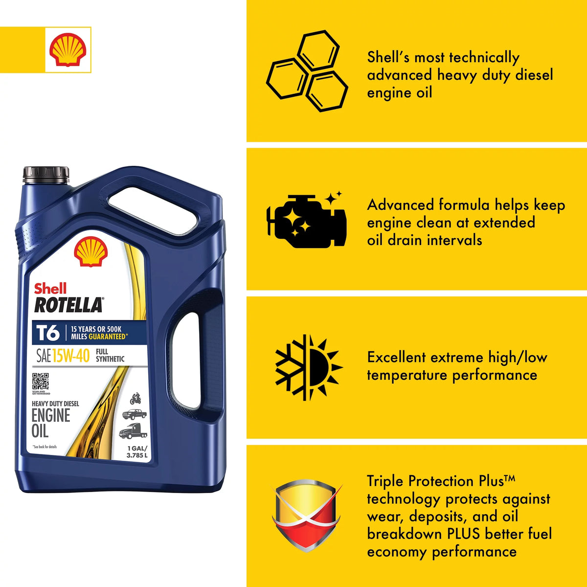Full Synthetic 15W-40 Diesel Engine Oil, 1 Gallon K90009
