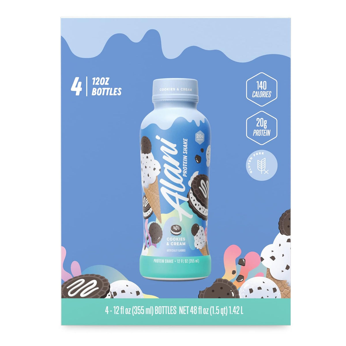 Cookies & Cream Protein Shake, 4 Pack, 12 Fl Oz U563490