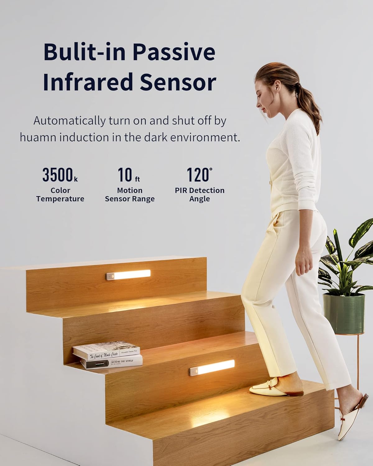 Under Cabinet Lights 48 LED Motion Sensor Light Indoor Wireless Rechargeable 2 Pack V930180