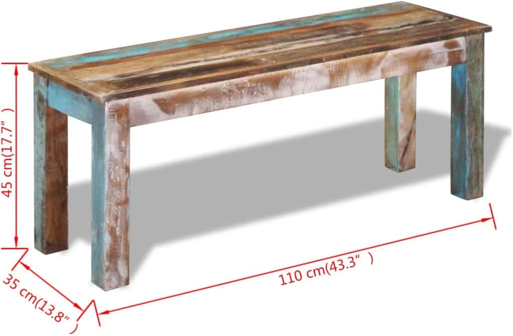 Solid Reclaimed Wood Bench 43.3"x13.8"x17.7" X425236