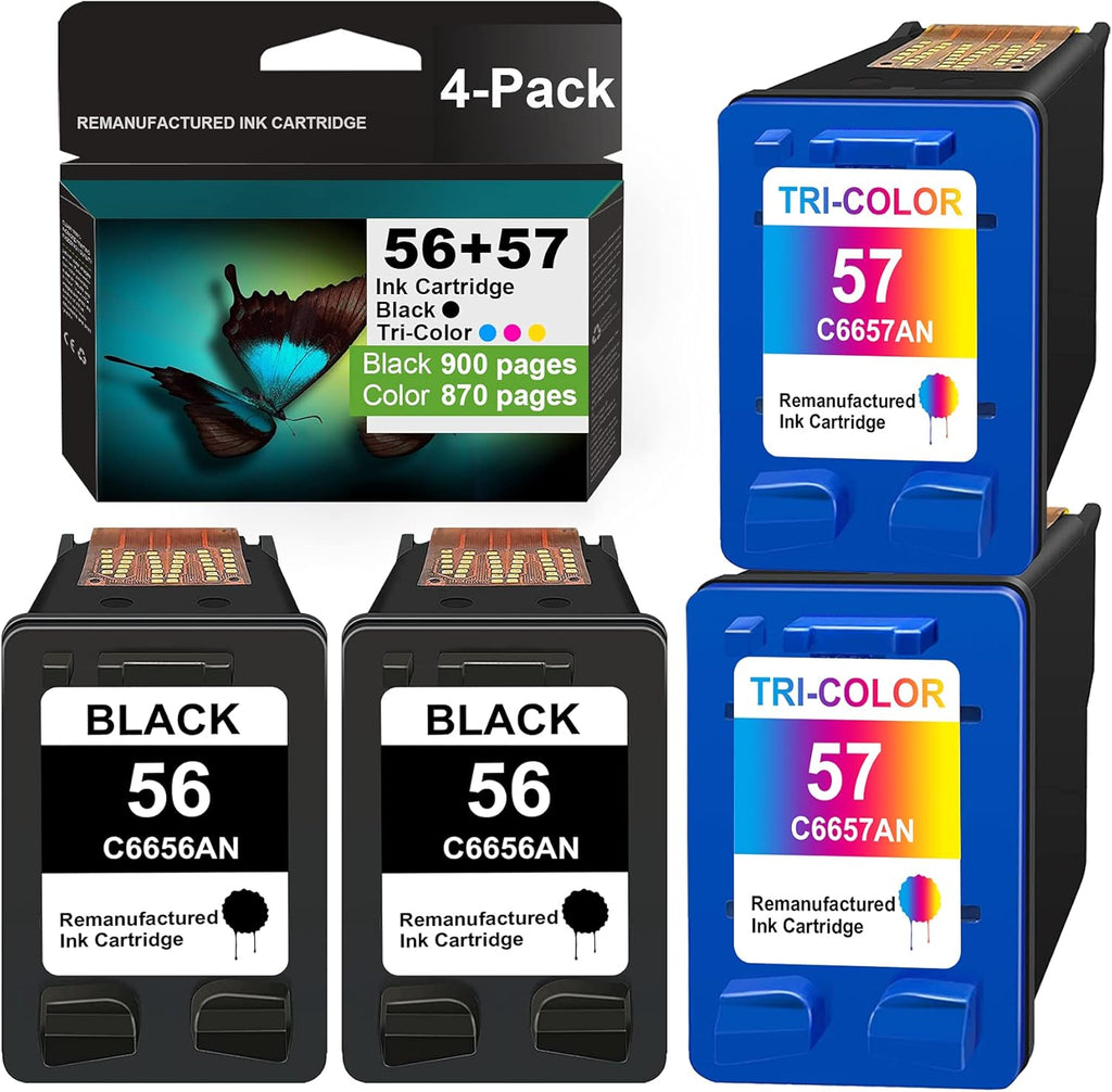 4 Pack Remanufactured Ink Cartridge 2 Black 2 Tri-Color D415