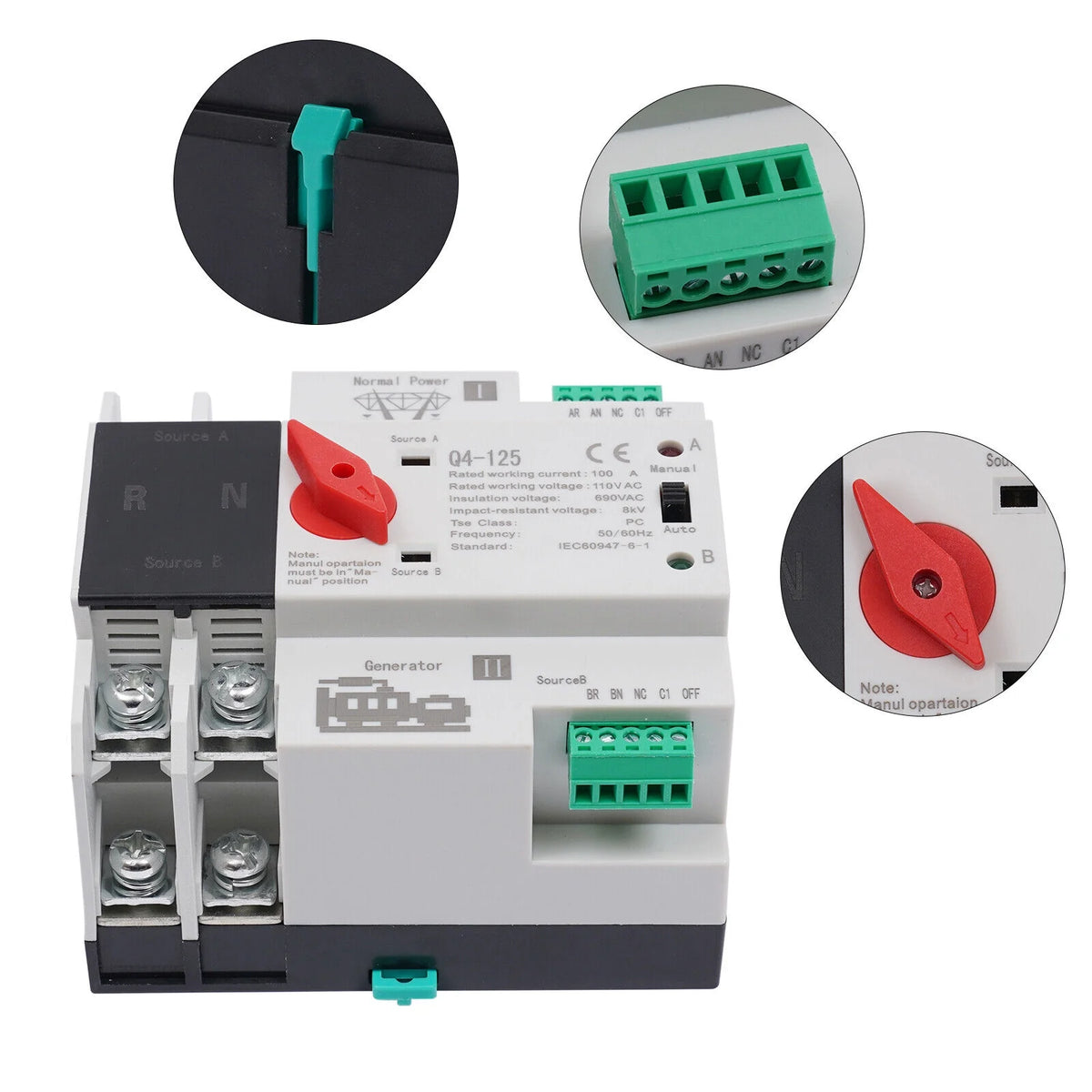 2P 100A 110V 50Hz/60Hz Automatic Transfer Switch W705