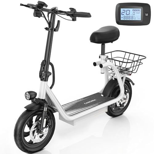 Electric Scooter with Seat, LED Display, 12" Tires, Foldable E7800