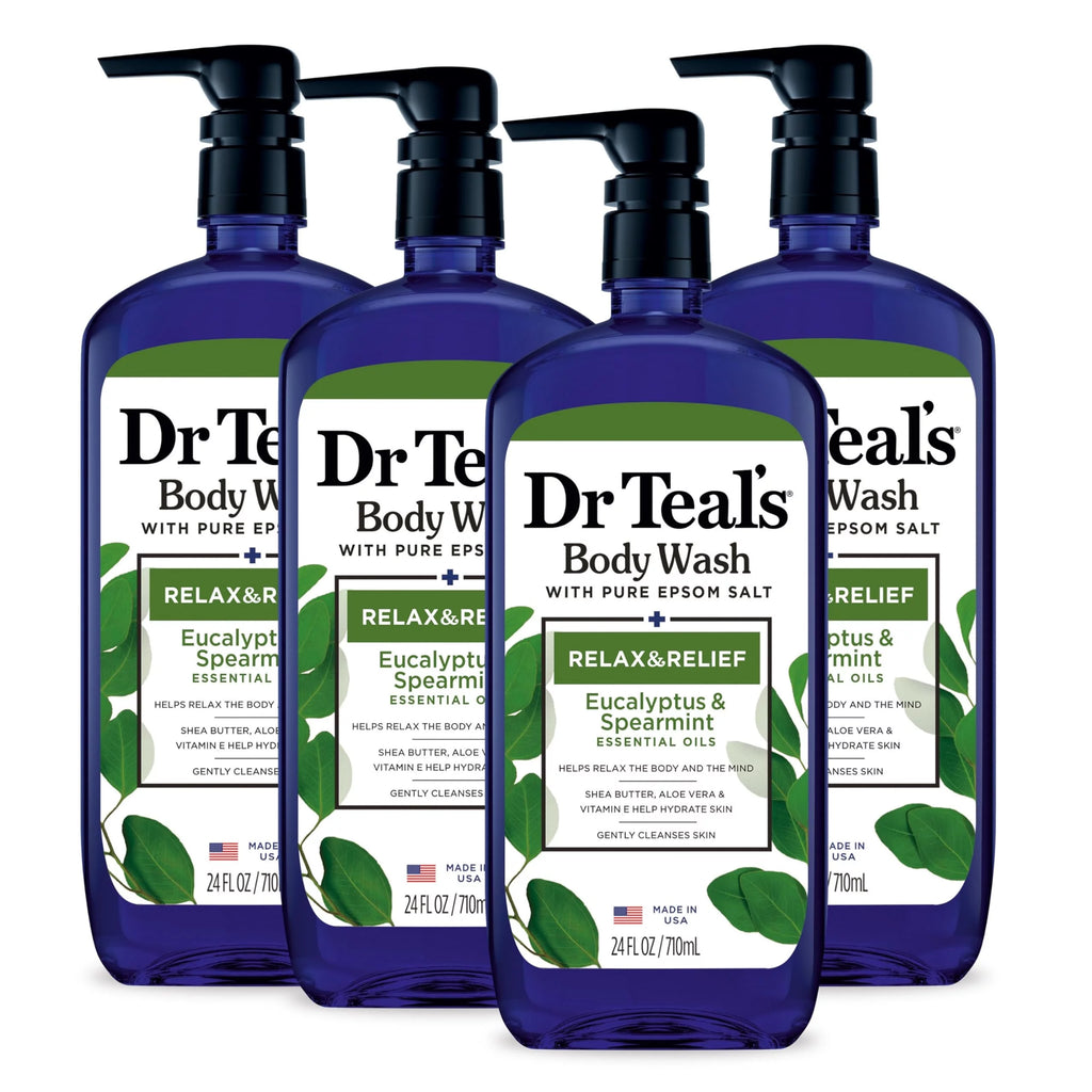 Body Wash with Pure Epsom Salt, Eucalyptus & Spearmint, 24 Fl Oz (Pack of 4) L778474