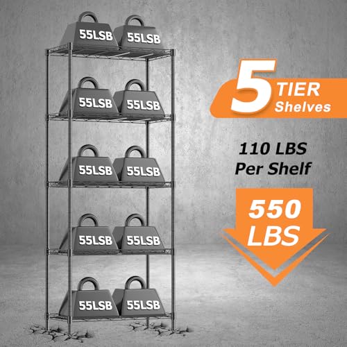 5-Tier Adjustable Metal Wire Shelving Unit E3569