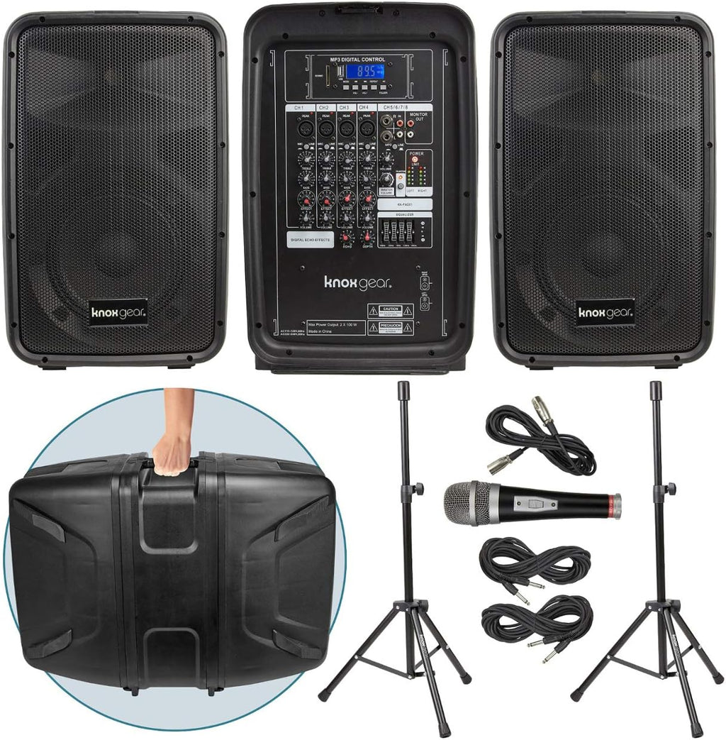 8 Channel Bluetooth PA System with Wired Microphone and Tripods F29029