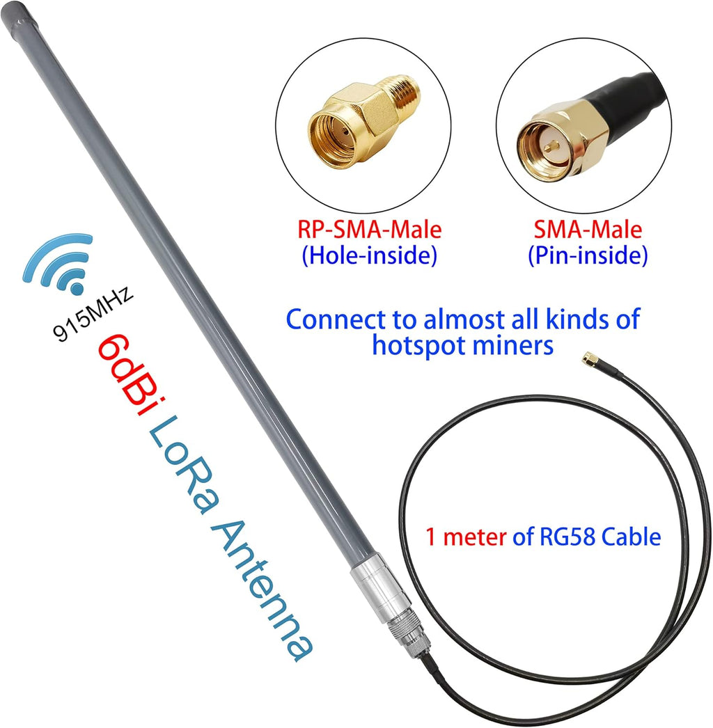 915MHz 6dBi LoRa Gateway Antenna with Extension Cable U540