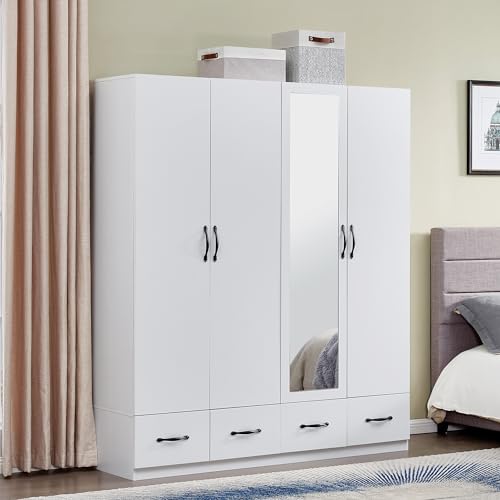 Gray Wooden Armoire Wardrobe with 3 Drawers W3983