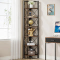 6 Tier Corner Shelf Rustic Corner Bookshelf Small Bookcase Corner Storage Rack Plant Stand K835244