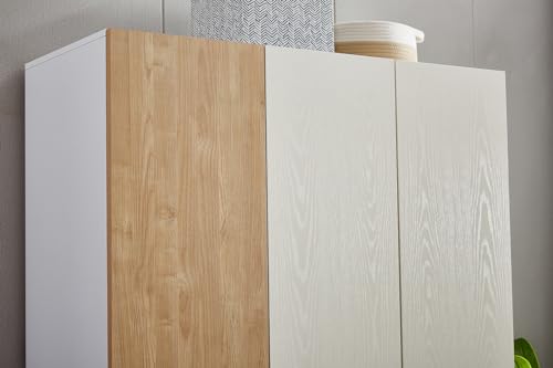 4 Door Wardrobe Closet with Clothing Rod, 4 Drawers, Mirror, 62.99" D x 18.9" W x 70.87" H D40883
