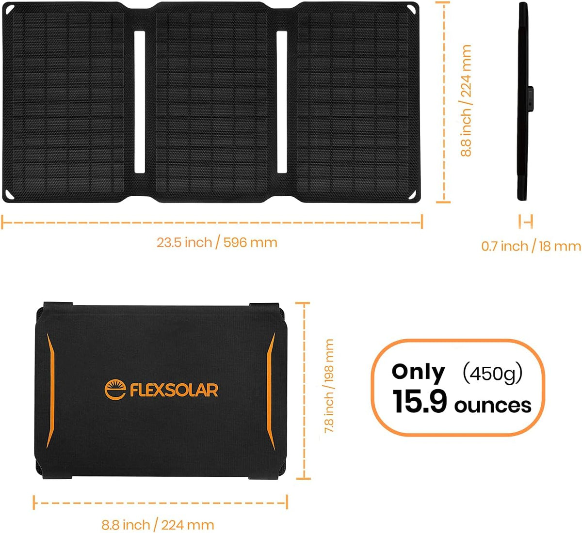15W Foldable Monocrystalline Solar Panel Charger C87999