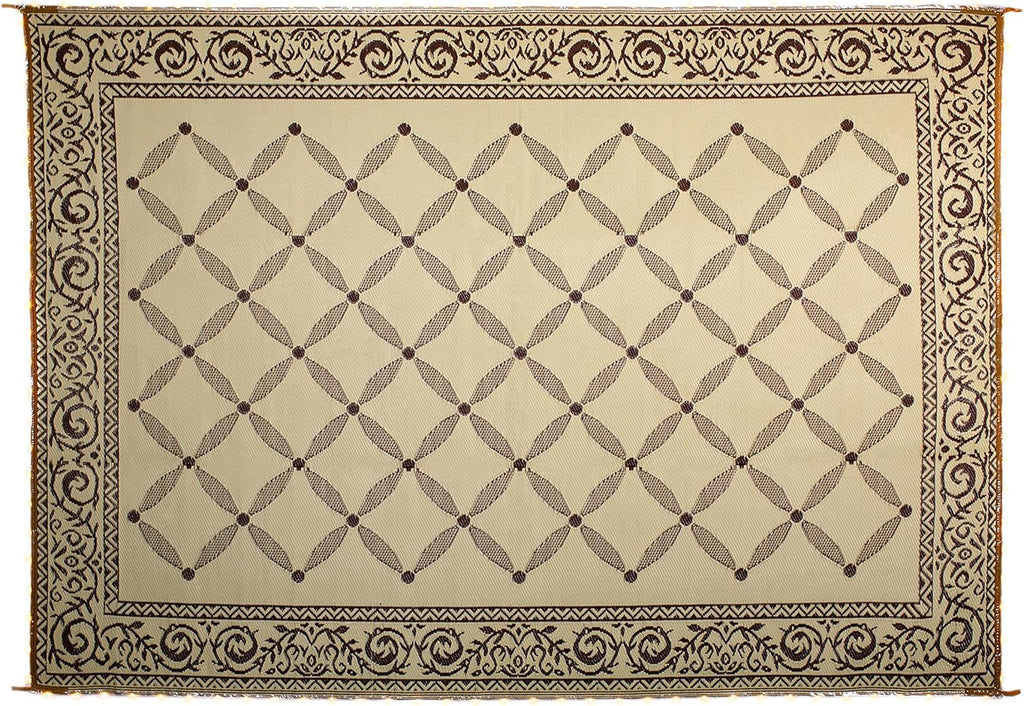 Brown Beige 8-Feet x 11-Feet Reversible Outdoor Mat S16171