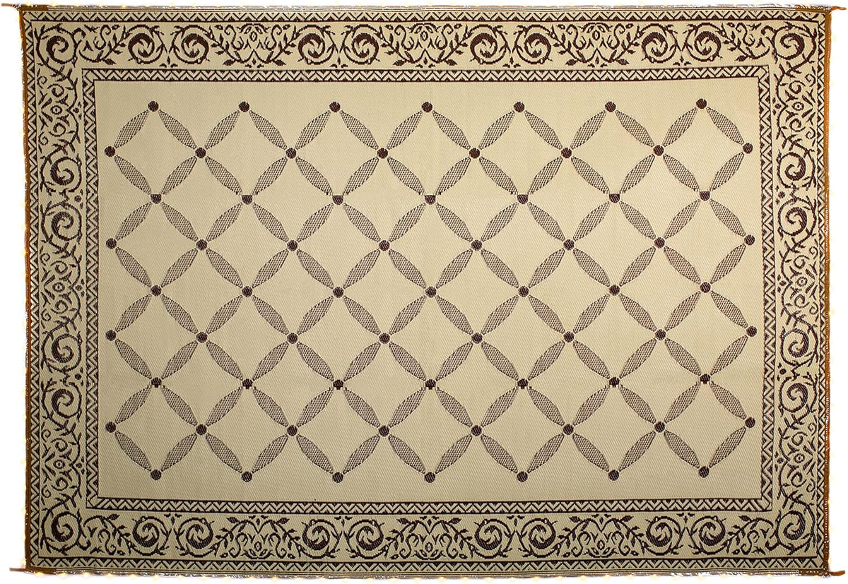 Brown Beige 8-Feet x 11-Feet Reversible Outdoor Mat S16171