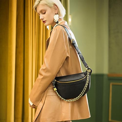 Genuine Leather Waist Packs with Chain Straps Z495
