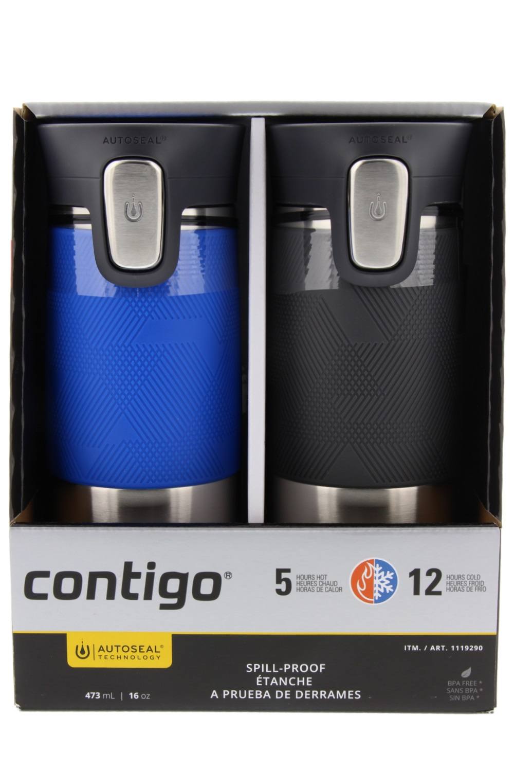 16oz Stainless Steel Spill-Proof Travel Mug (2 Pack) C433
