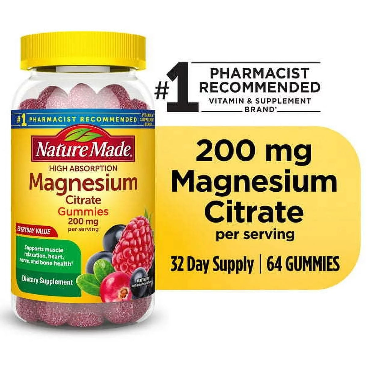 64 Count 200 mg Magnesium Citrate Gummies O805