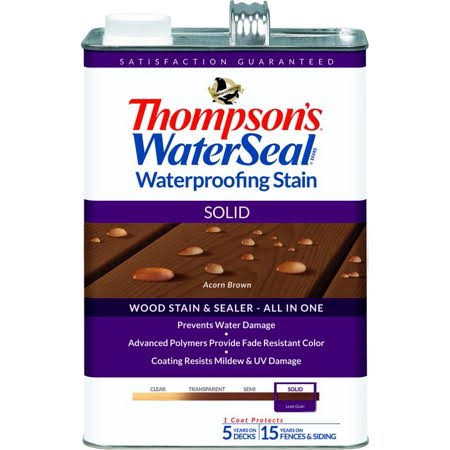 Acorn Brown Waterproofing Solid Color Stain and Sealer Gallon Case of 4 W39738