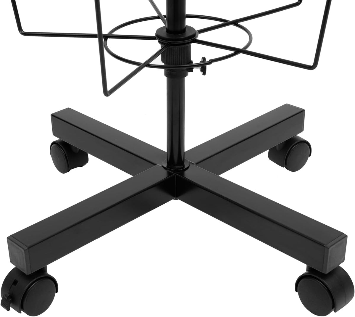 7 Tier Rotating Hat Display Stand with 4 Wheels, Adjustable Metal Hat Stand, 35 Metal Hooks, Black S23537