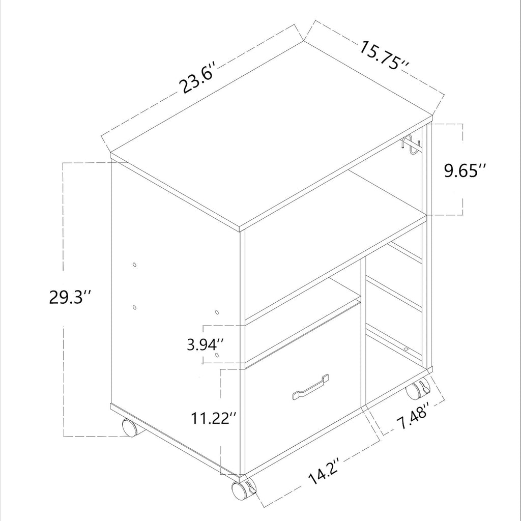 Rolling File Cabinet with Drawer and Open Storage Shelves R752484