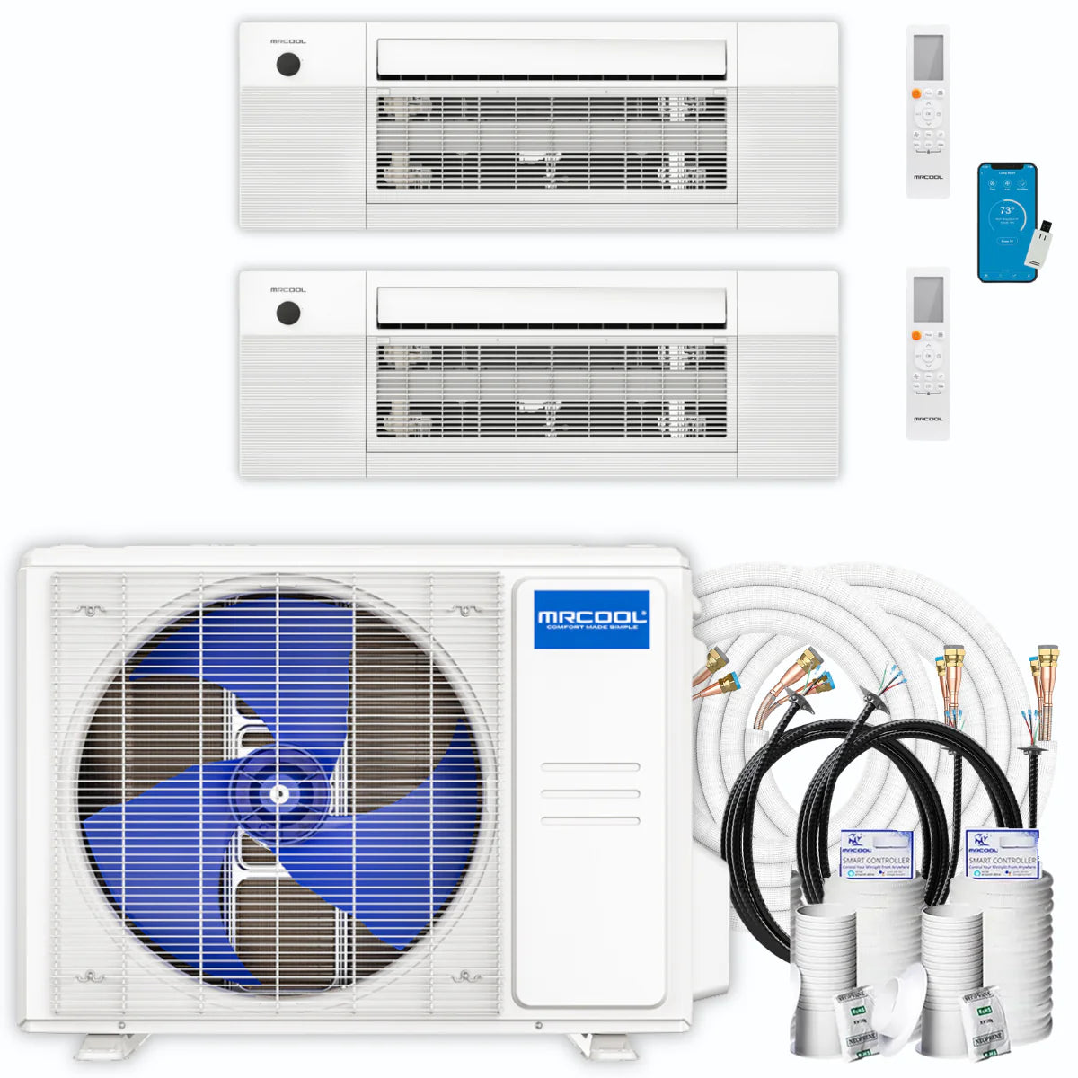 21,000 BTU 2 Zone Ceiling Cassette Ductless Air Conditioner and Heat Pump K9722