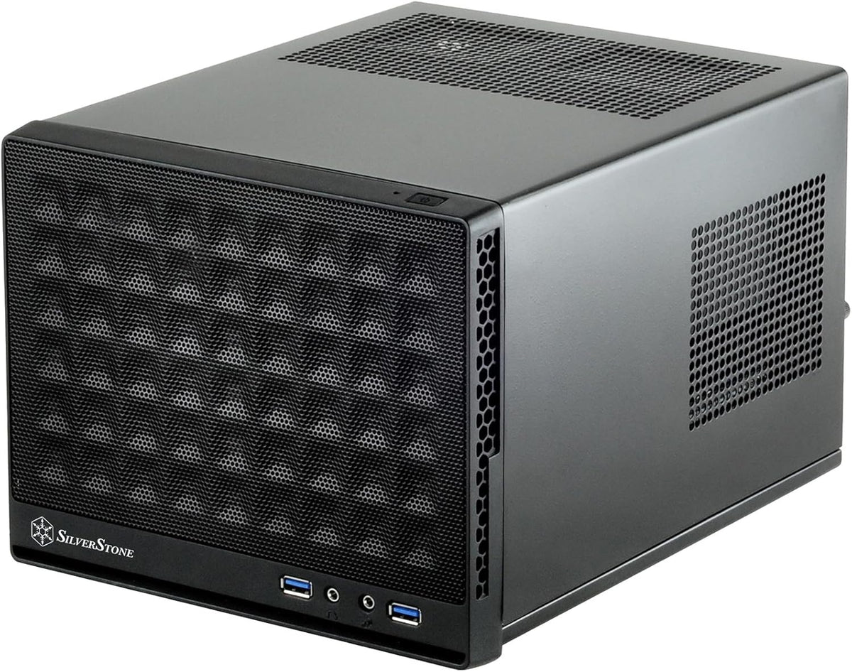 Black Ultra Compact Mini-ITX Computer Case with Mesh Front Panel I7937