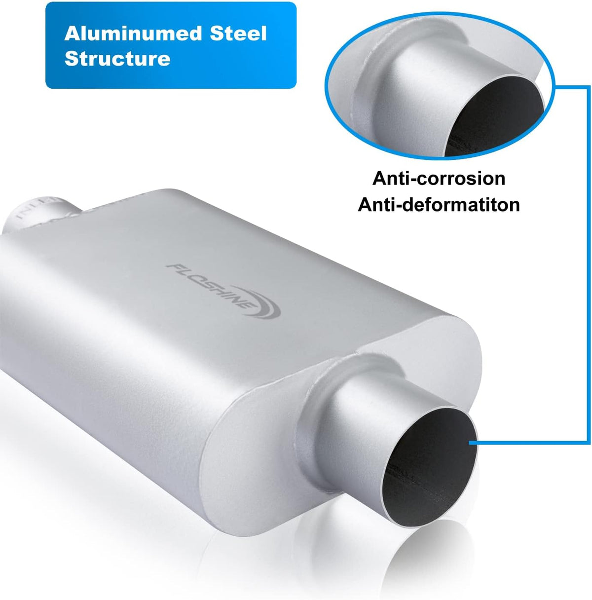 Dual Chamber 2.5 inch Inlet/Outlet Muffler, Pack of 2 V301