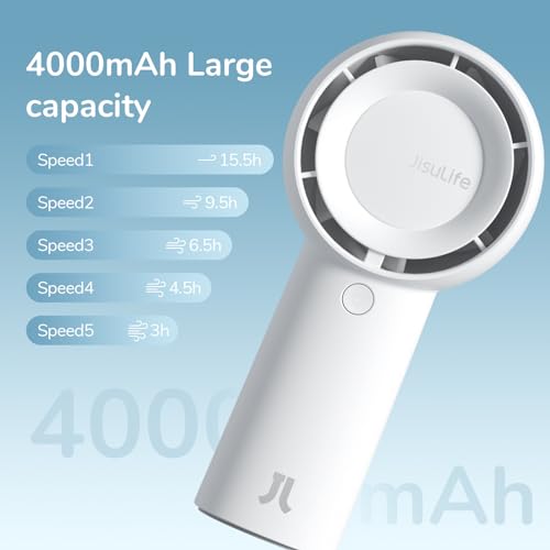 Portable Handheld Turbo Fan 6000mAh USB Rechargeable 5 Speeds Black H984322