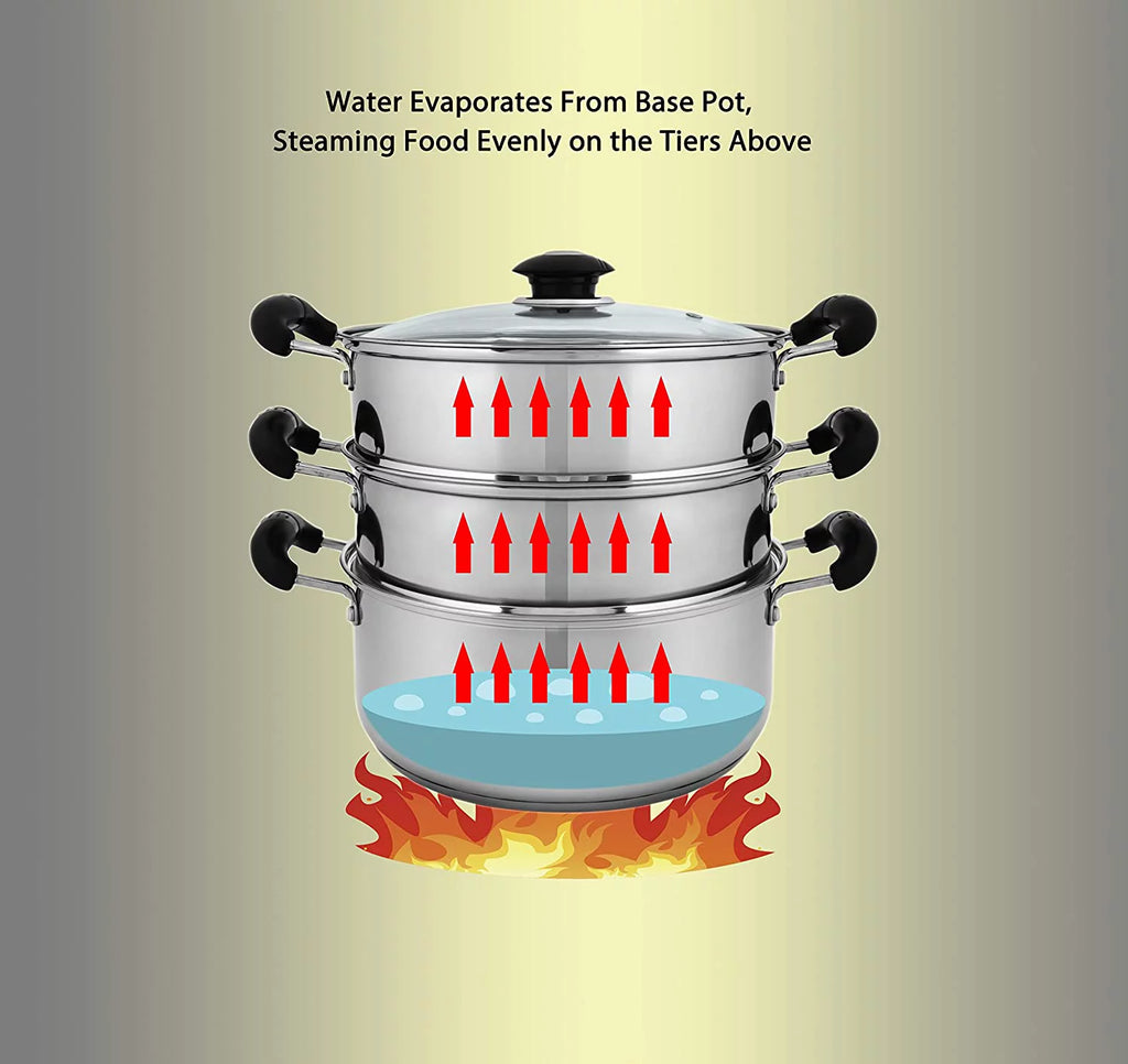 10" Stainless Steel 3 Tier Steamer Pot O405