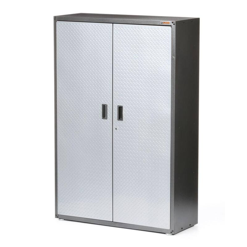 Steel Freestanding Garage Cabinet in Silver Tread F38290