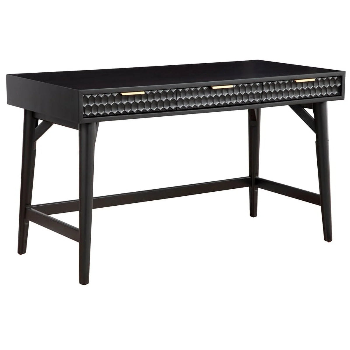 5 Drawer Chest and Wood Desk Set in Black N304