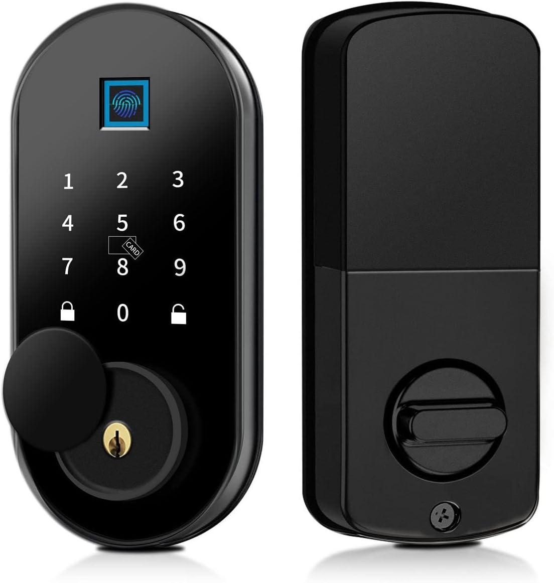 Smart Keyless Entry Door Lock with Bluetooth Fingerprint Deadbolt, Touchscreen Keypad, Card, Keys W6708