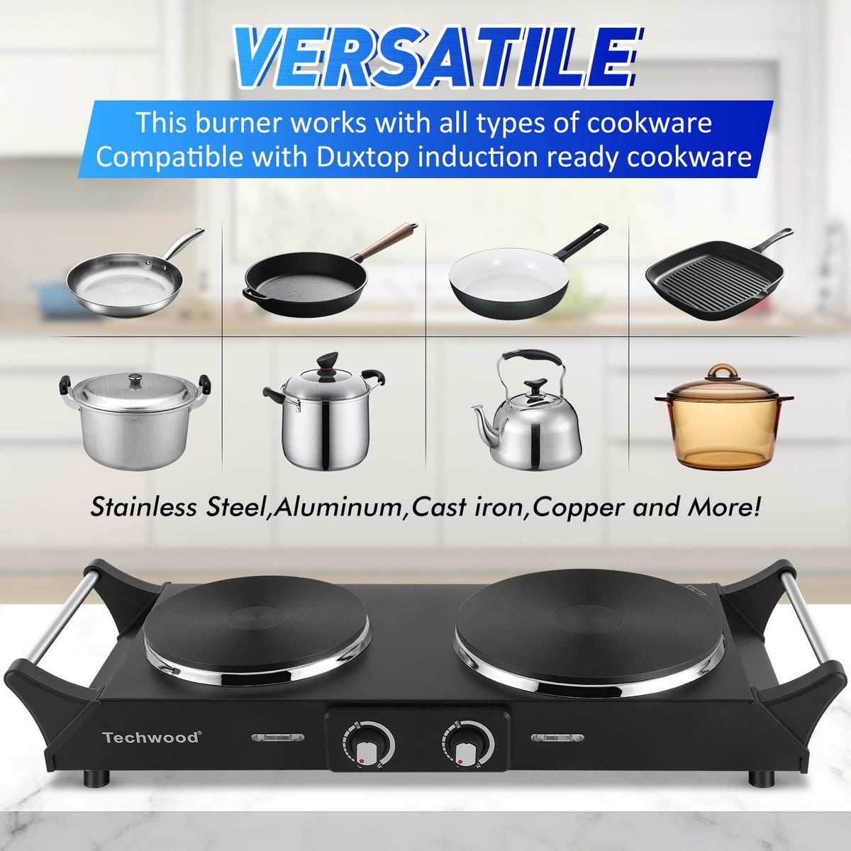 1800W Double Burner Hot Plate with Adjustable Temperature Q98905