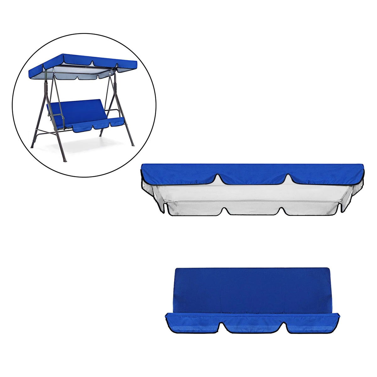 Blue Patio Swing Cushion Set for 3 Seater Swing Chairs U57597