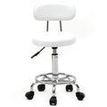 White Adjustable PU Leather Rolling Stool I106321