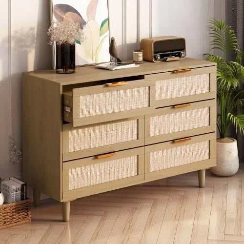 Rattan 4 Drawer Dresser Cabinet P912