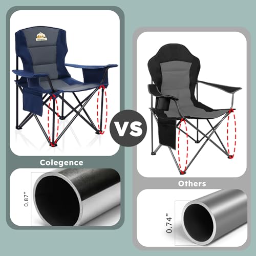 Oversized 2 Pack Heavy Duty Folding Camp Chair with Carry Bag, Cooler, Cup Holder Black V145835