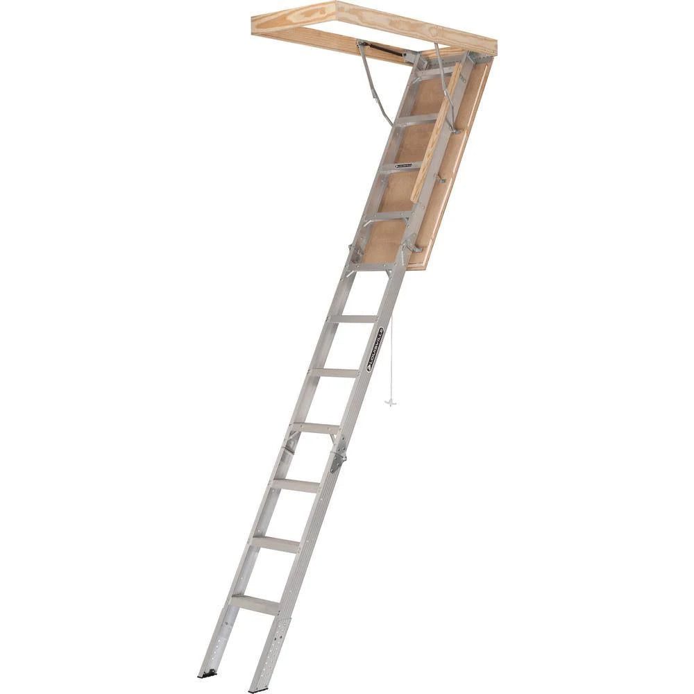 Aluminum Attic Ladder, 7 ft. 8 in. to 10 ft. 3 in., 25.5 in. x 54 in., 375 lbs. Maximum Load Capacity J552778