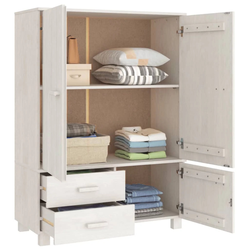 Pine Wood Wardrobe with Doors and Drawers K62272