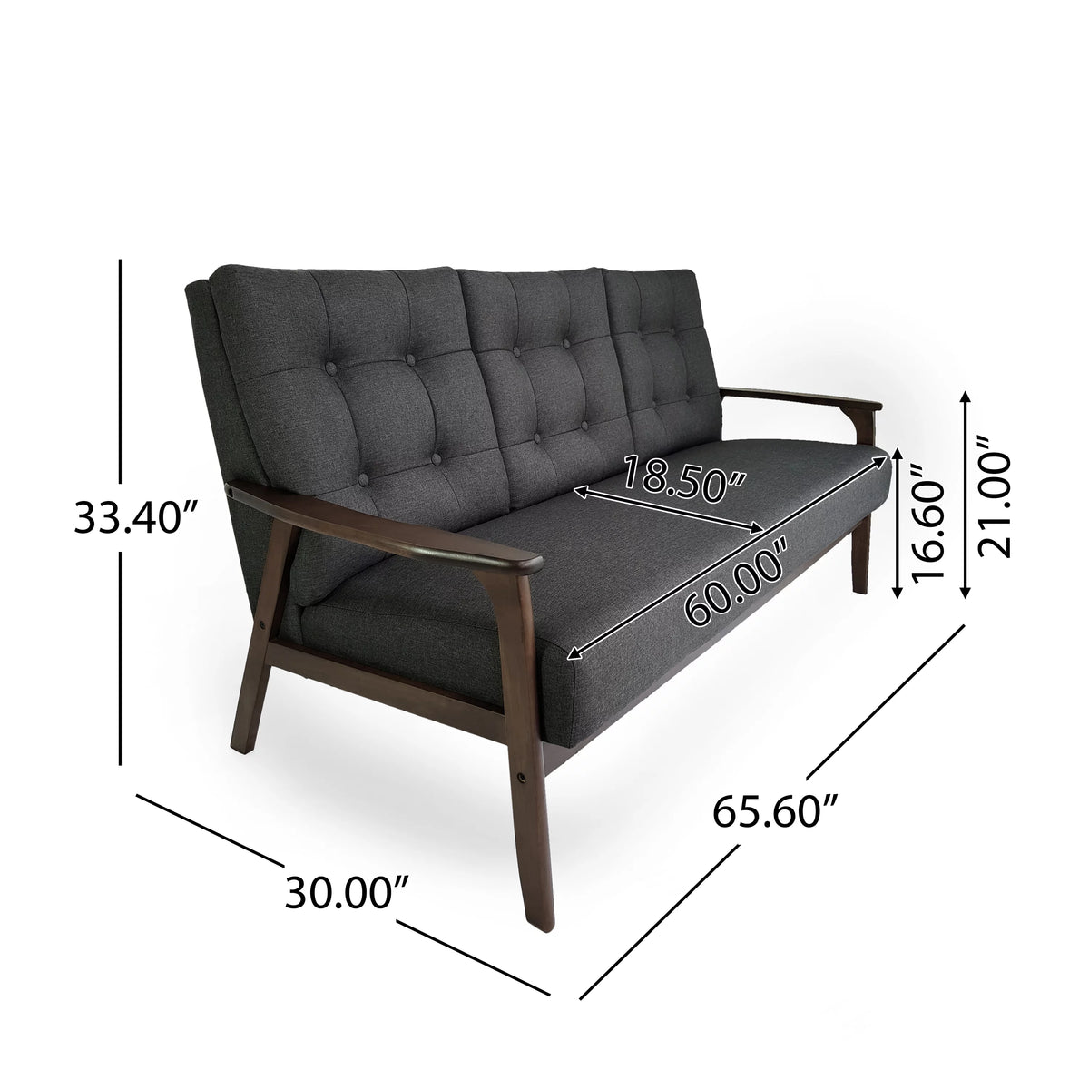 Charcoal Gray Fabric 2 Piece Sofa and Loveseat W991011