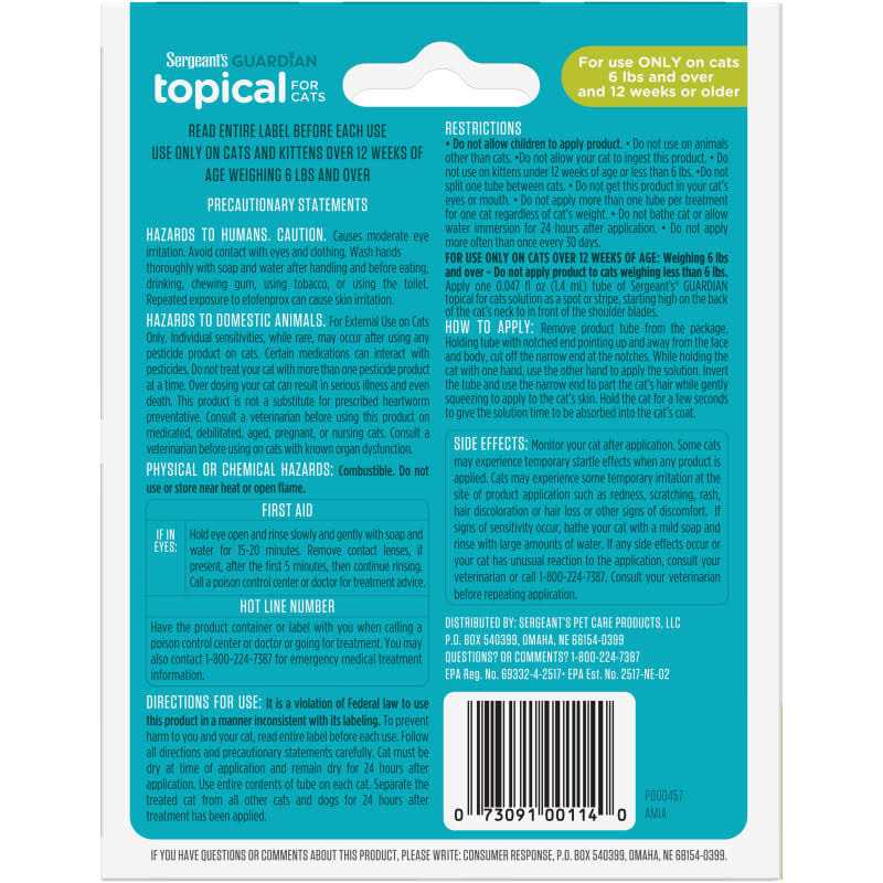 Flea and Tick Topical for Cats Z582