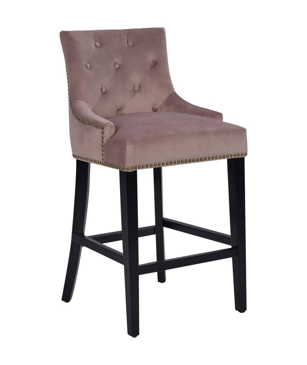 Black Velvet Nailhead Counter Stool Chair H976