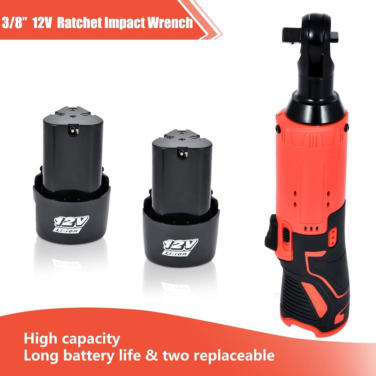 12V 3/8" Cordless Ratchet Wrench Set, 2 Pack F569348