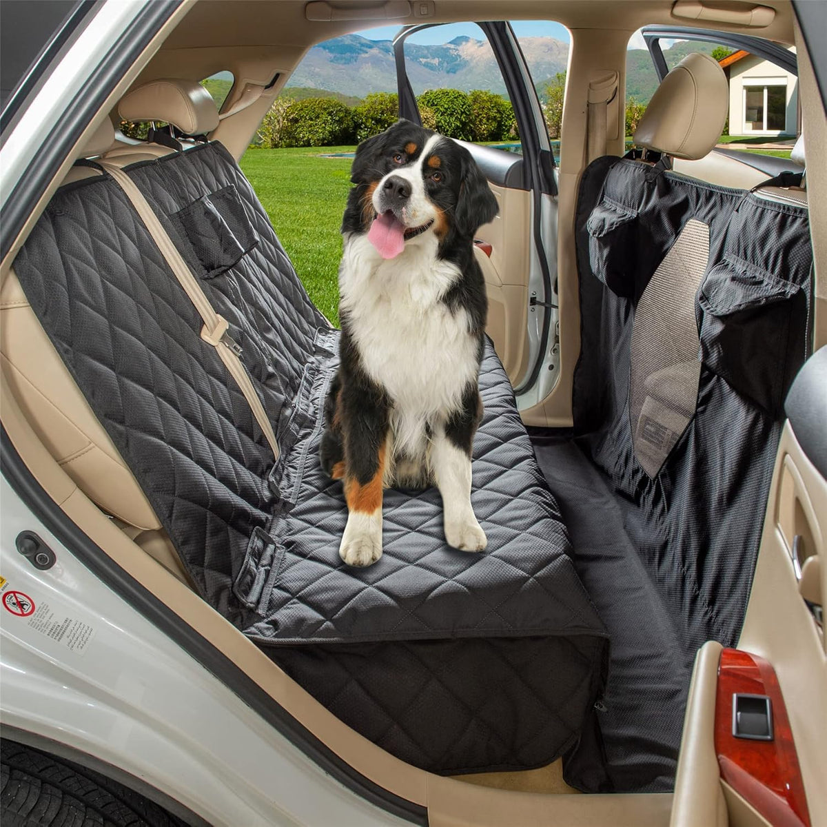 Grey X-Large Dog Car Seat Cover with Mesh Window A8369