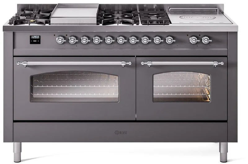 60 Dual Fuel Natural Gas Range Matte Graphite Chrome Trim Y35495