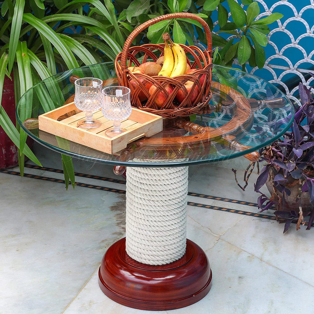 Wood Coffee Table with Clear Glass Top 30 Inches T865993