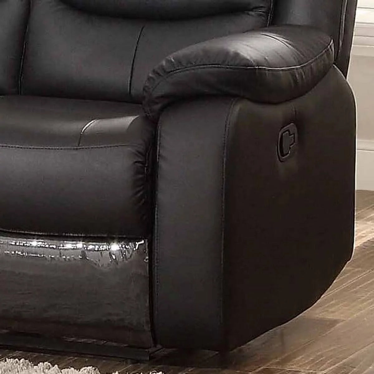Black Leather Match Glider Reclining Loveseat Y89585