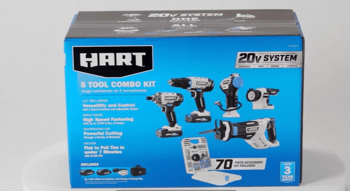 20-Volt 5-Tool Battery-Powered Combo Kit with 70-Piece Accessory Set B343594