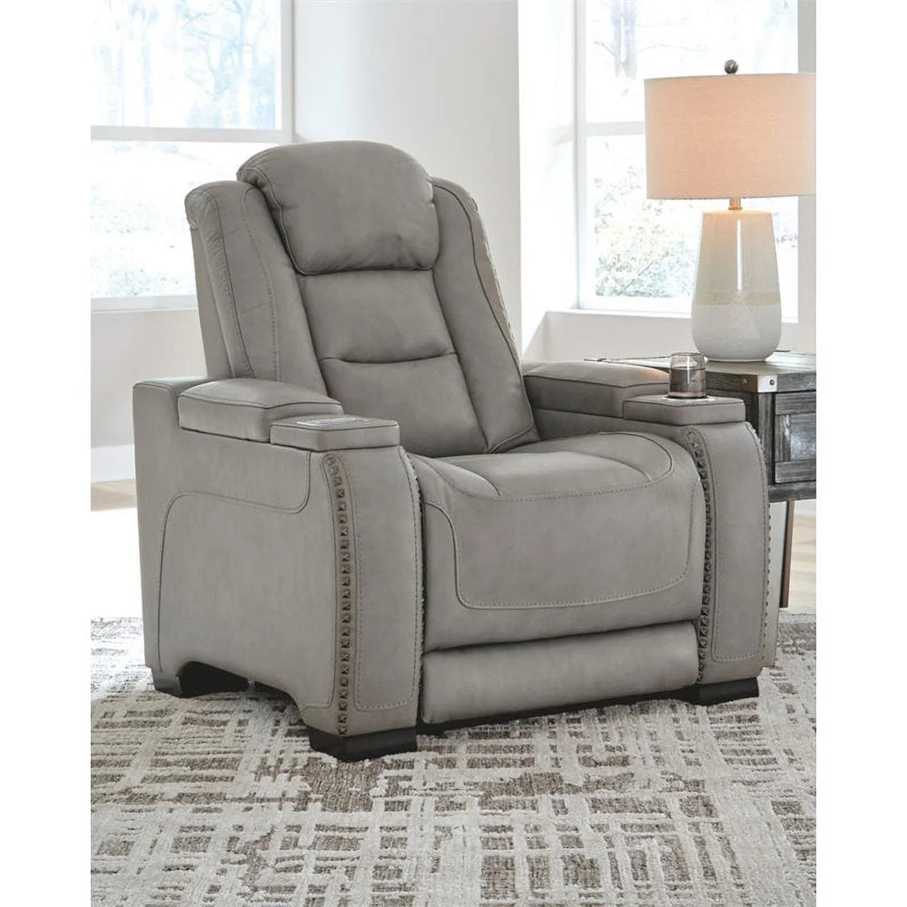 Gray Leather Power Recliner A146