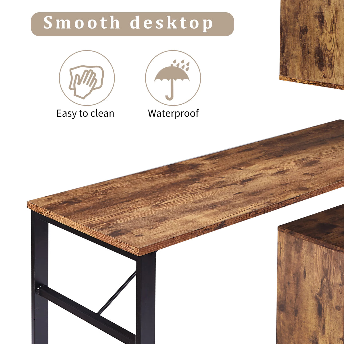 L-Shaped Corner Computer Desk with 5-Tier Bookshelf S677