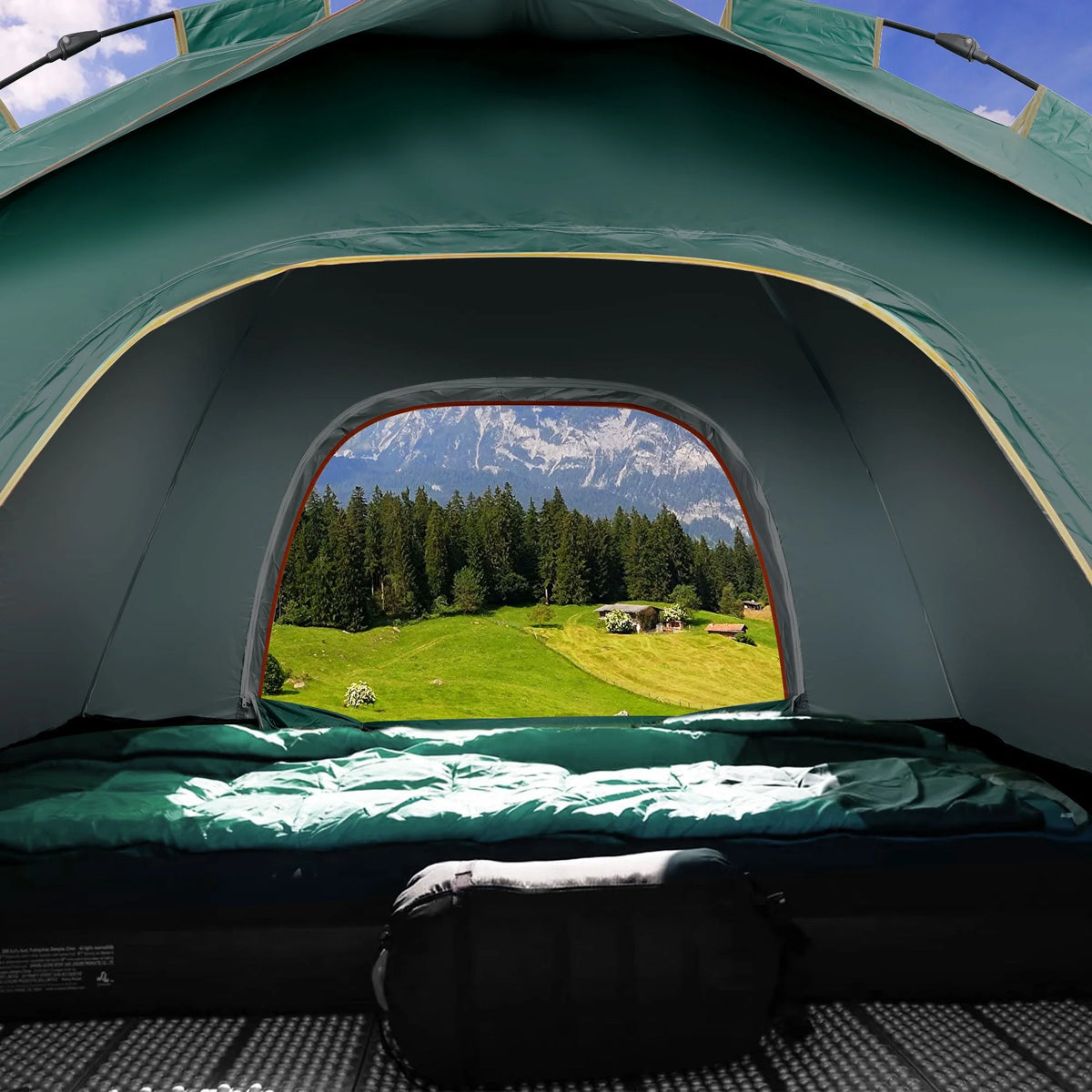 4 Person Pop up Camping Tent, Green Z95642